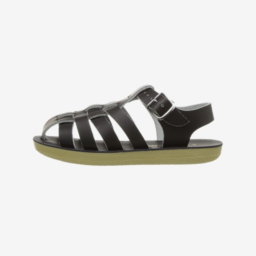 SUN-SAN Sailor Salt Water Sandals Black Size 18 EU 3 US Leather New In Box NWT - Picture 2 of 11